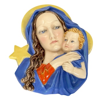 Vintage väggrelief ansikte Madonna jugend art deco Wien Keramos