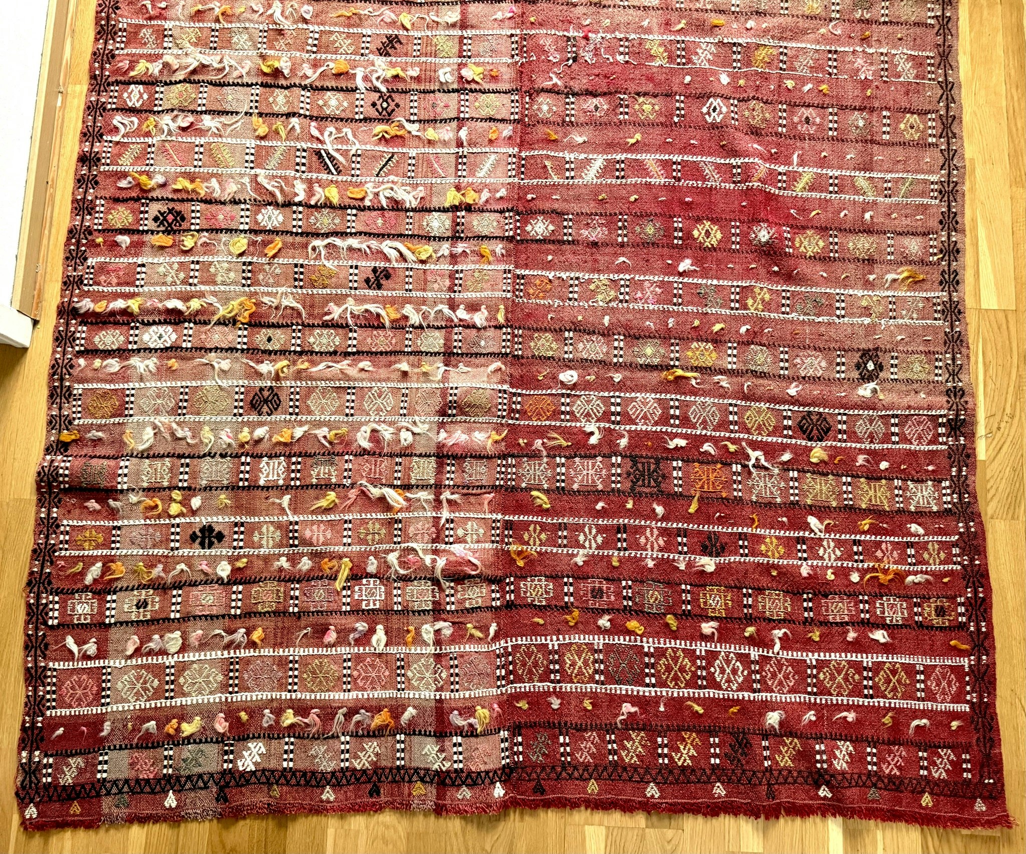 Antique Anatolia Turkish Antalya Nomad kilim, Wool and herbal dye