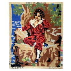 The Red Boy Master Lambton Handbroderad tavla med guldfärgad ram, Signerad