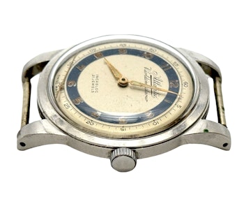 ATLANTIC, World Champion Watch 84893, 21 Jewels Men's Wristwatch with Blue Ring, 36mm