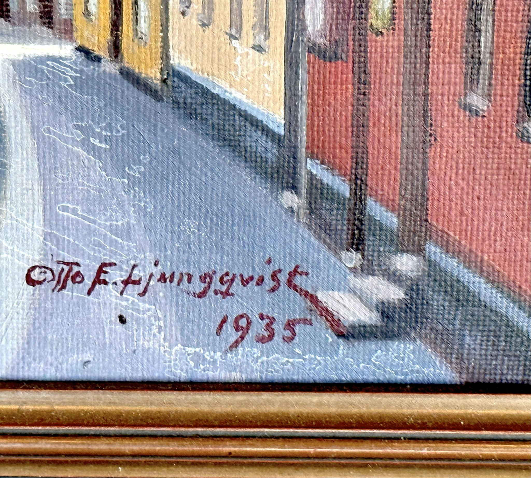 Otto E. Ljungqvist, Oljemålning på duk, Malmö S:t Petri kyrkan, signerad