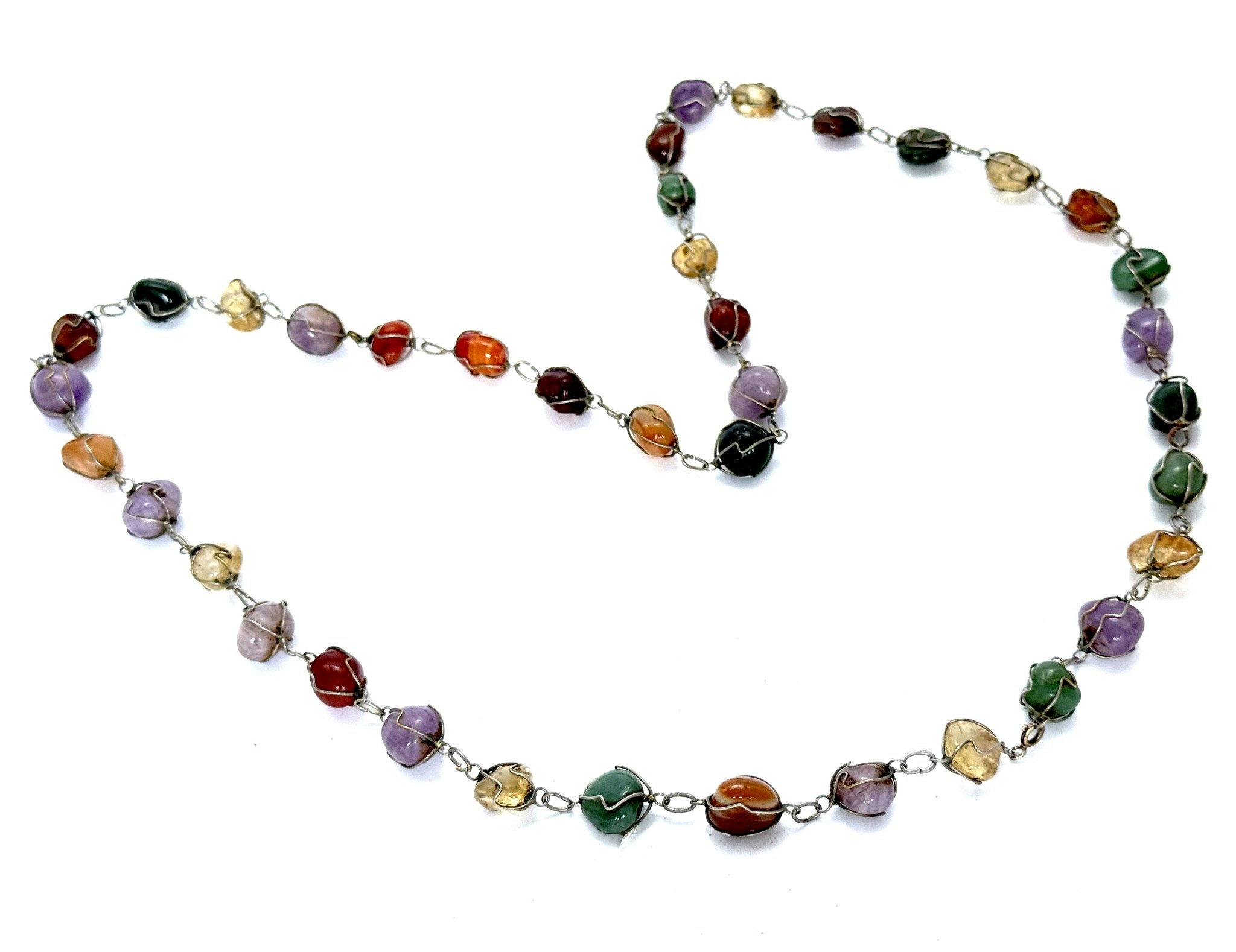Vintage sterling silver 925 Collier halsband, olika ädelstenar