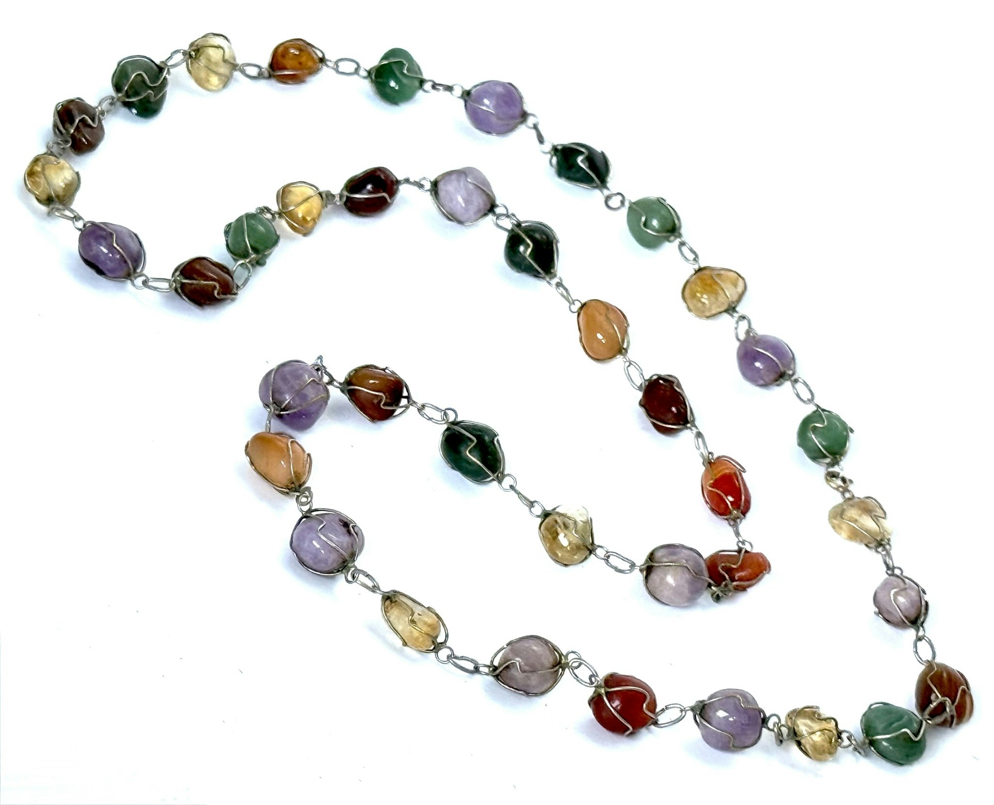 Vintage sterling silver 925 Collier halsband, olika ädelstenar