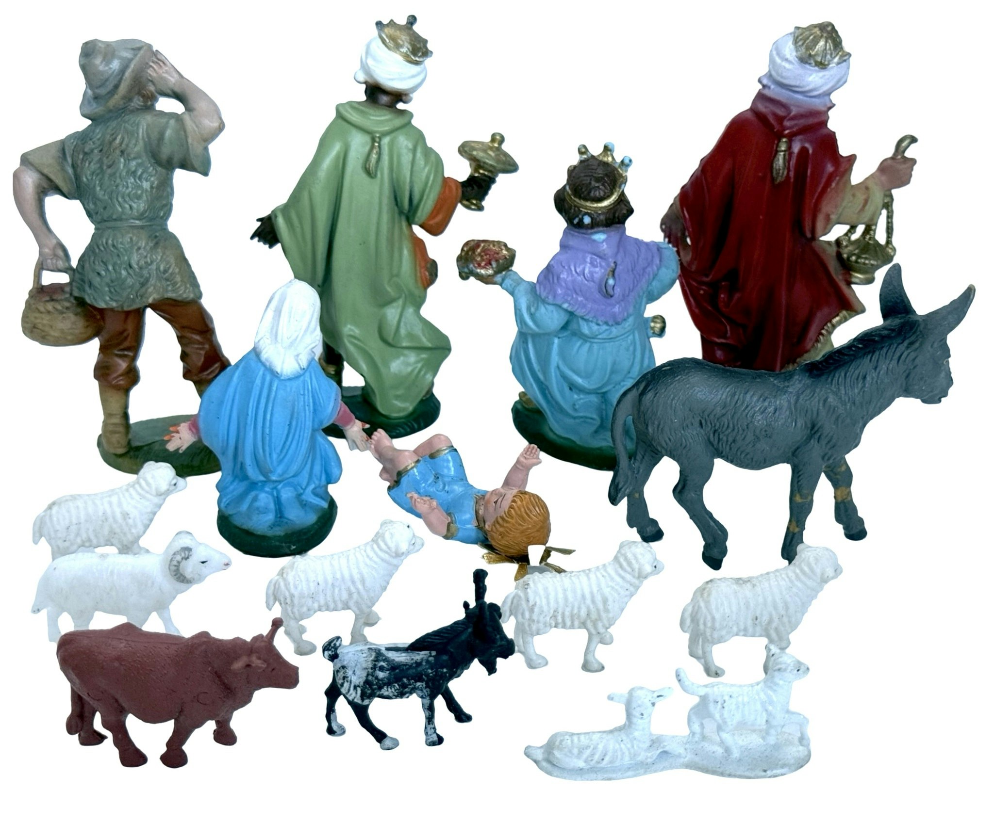 Vintage Nativity Julkråp Figurer, plast set