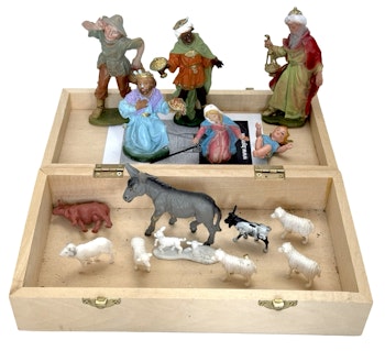 Vintage Nativity Christmas Seimifiguurit, muovisetti