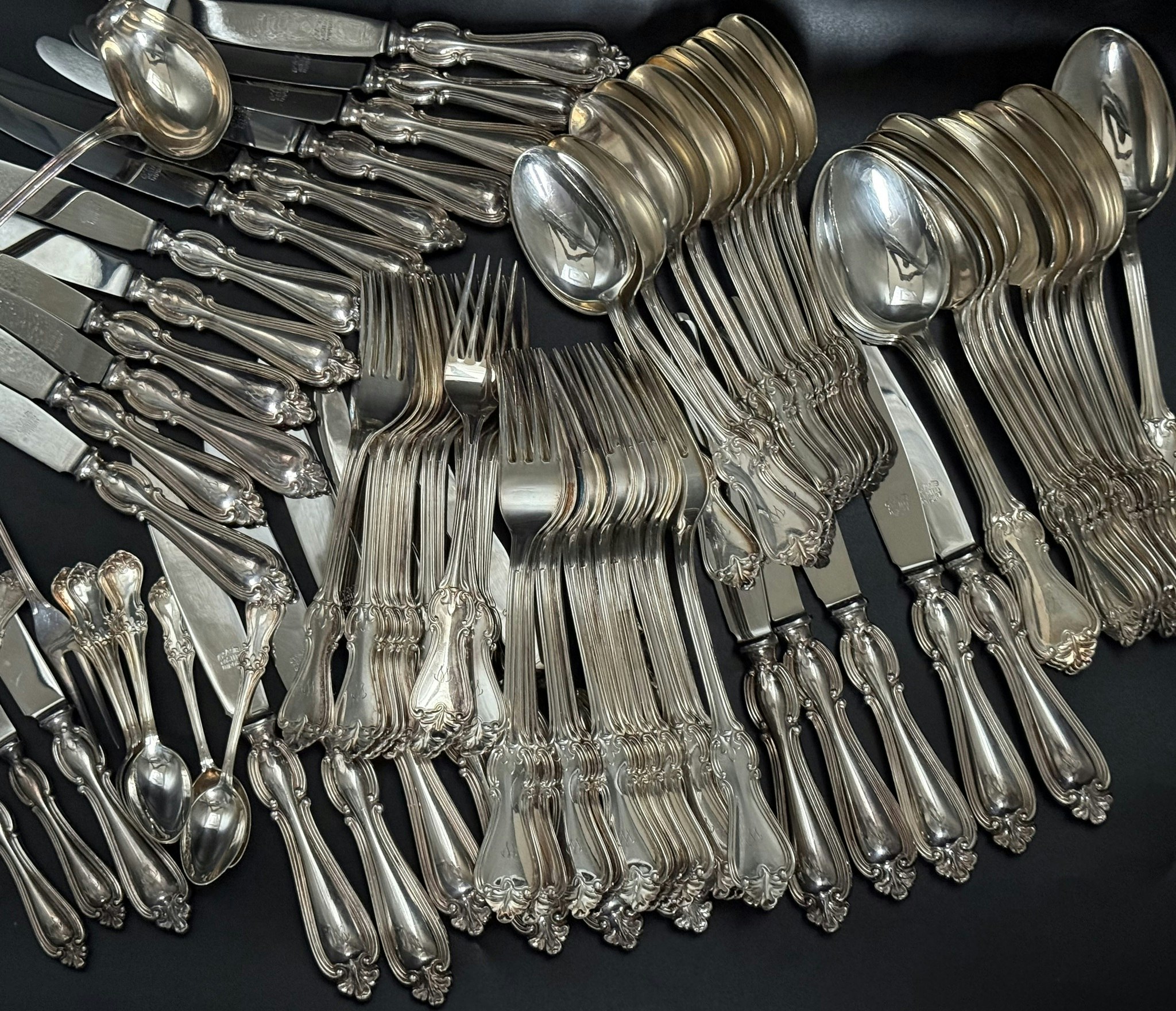 Vintage, GAB Olga 86 delar Bestick i nysilver
