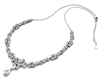 Collier halsband, sterling silver 925 med vita stenar