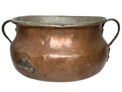 Antik stor koppargryta, Håkan Jensson (1805-1888) stämplad HIS