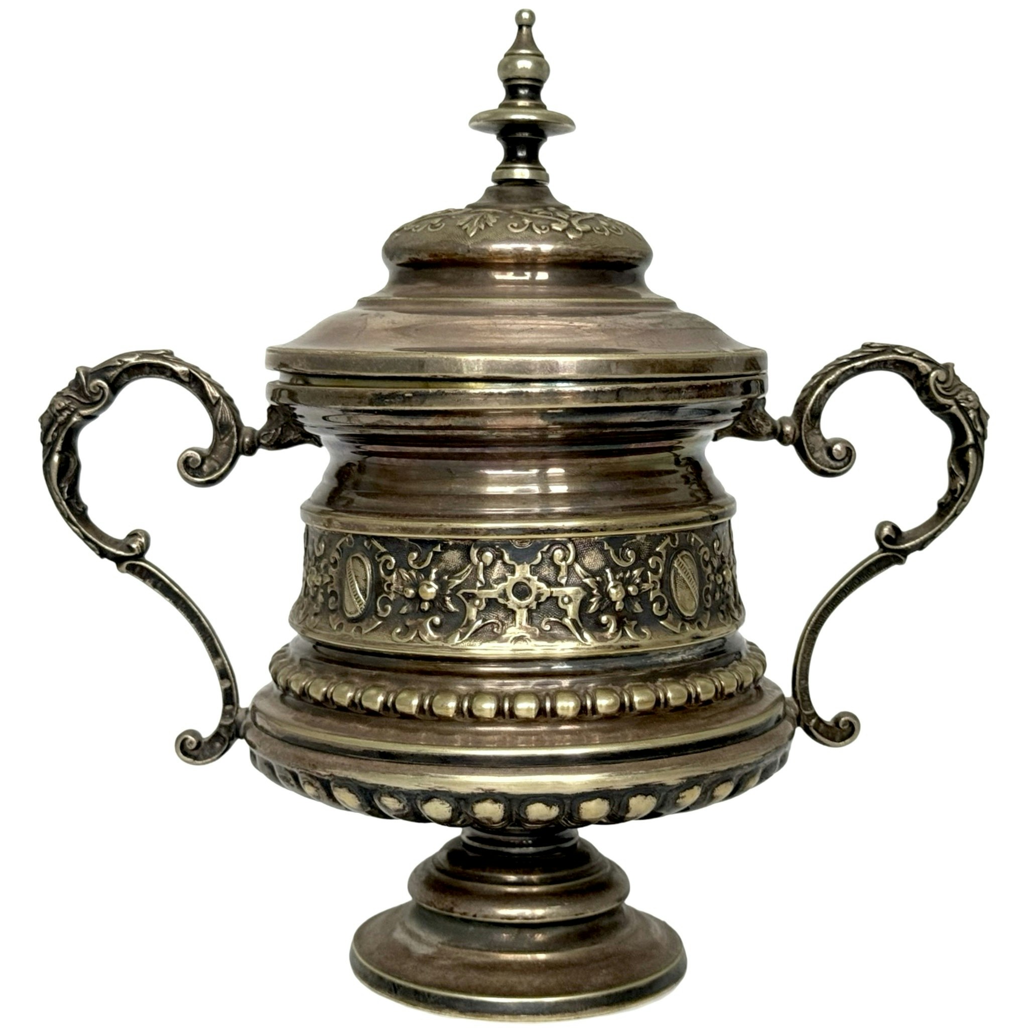 3 delar, Kaffekanna, Skål med Gräddkanna, nysilver, 1800-talet