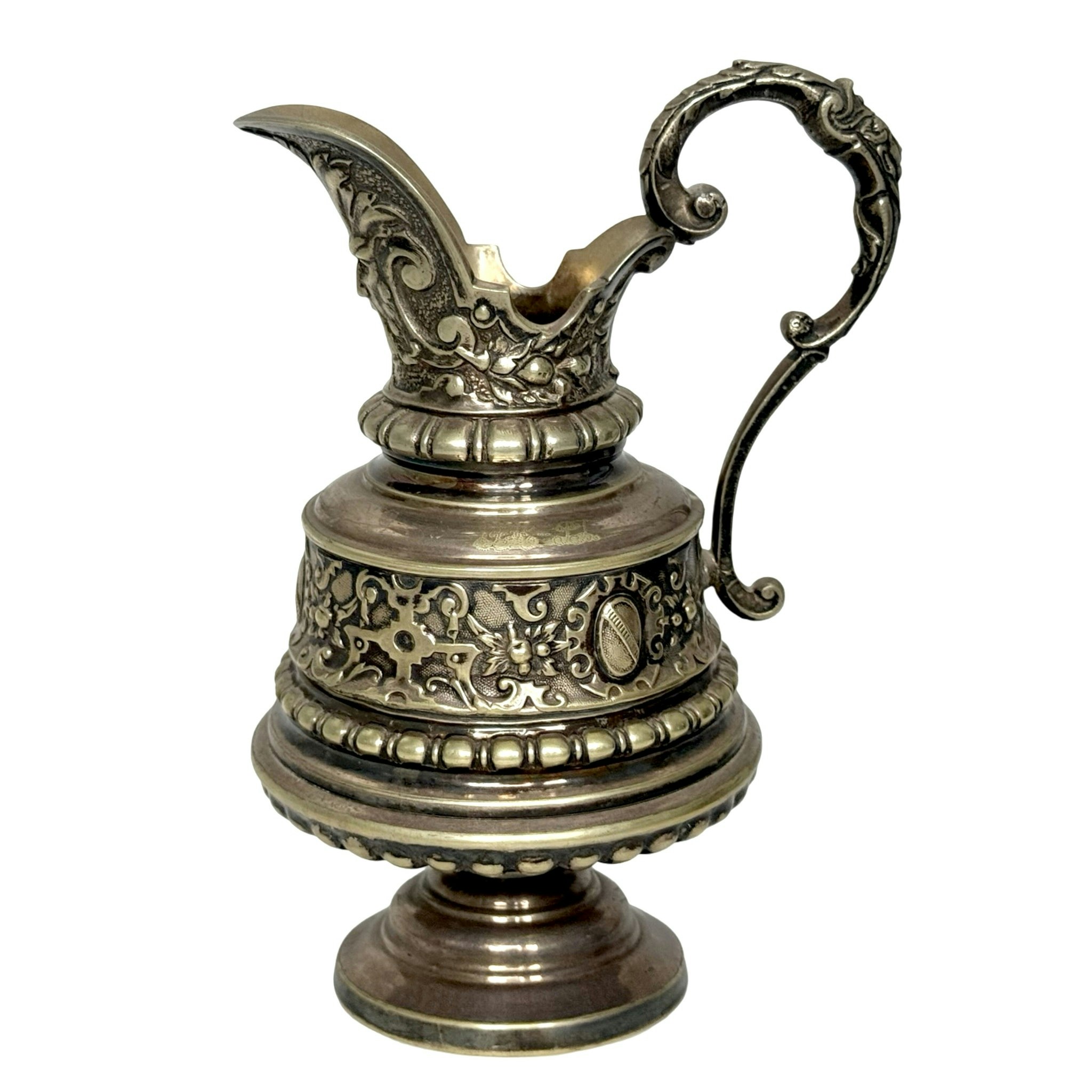 3 delar, Kaffekanna, Skål med Gräddkanna, nysilver, 1800-talet