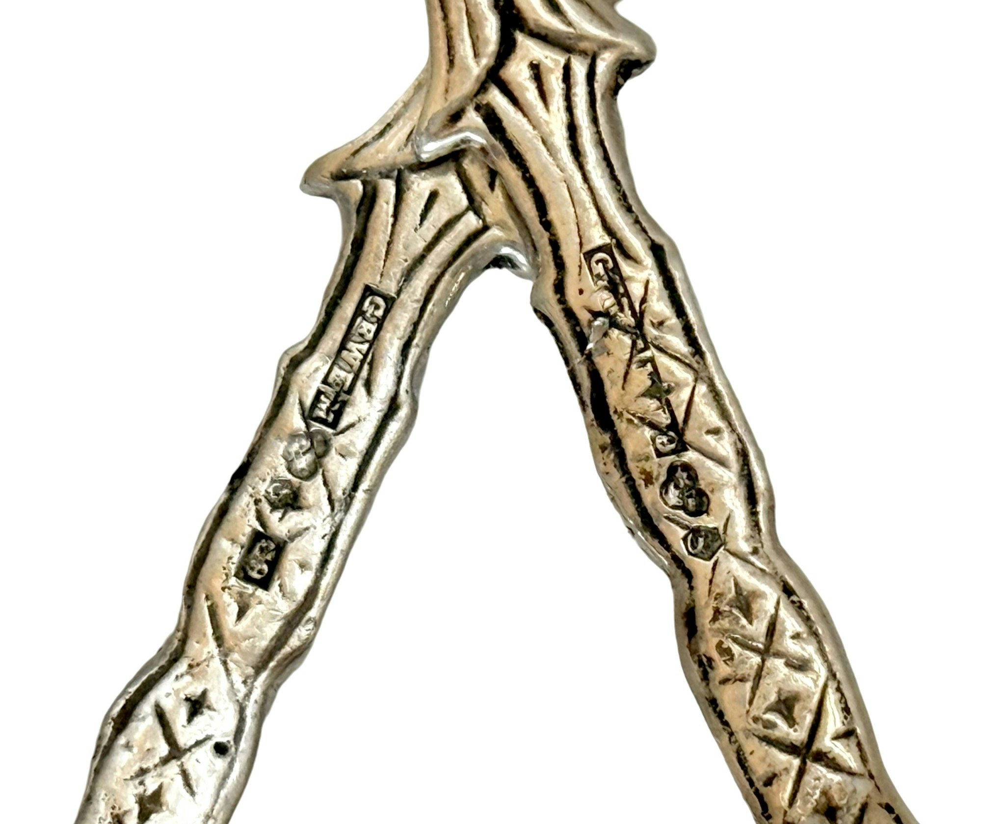 GEWE skedar i silver, dekor rosor, 1957