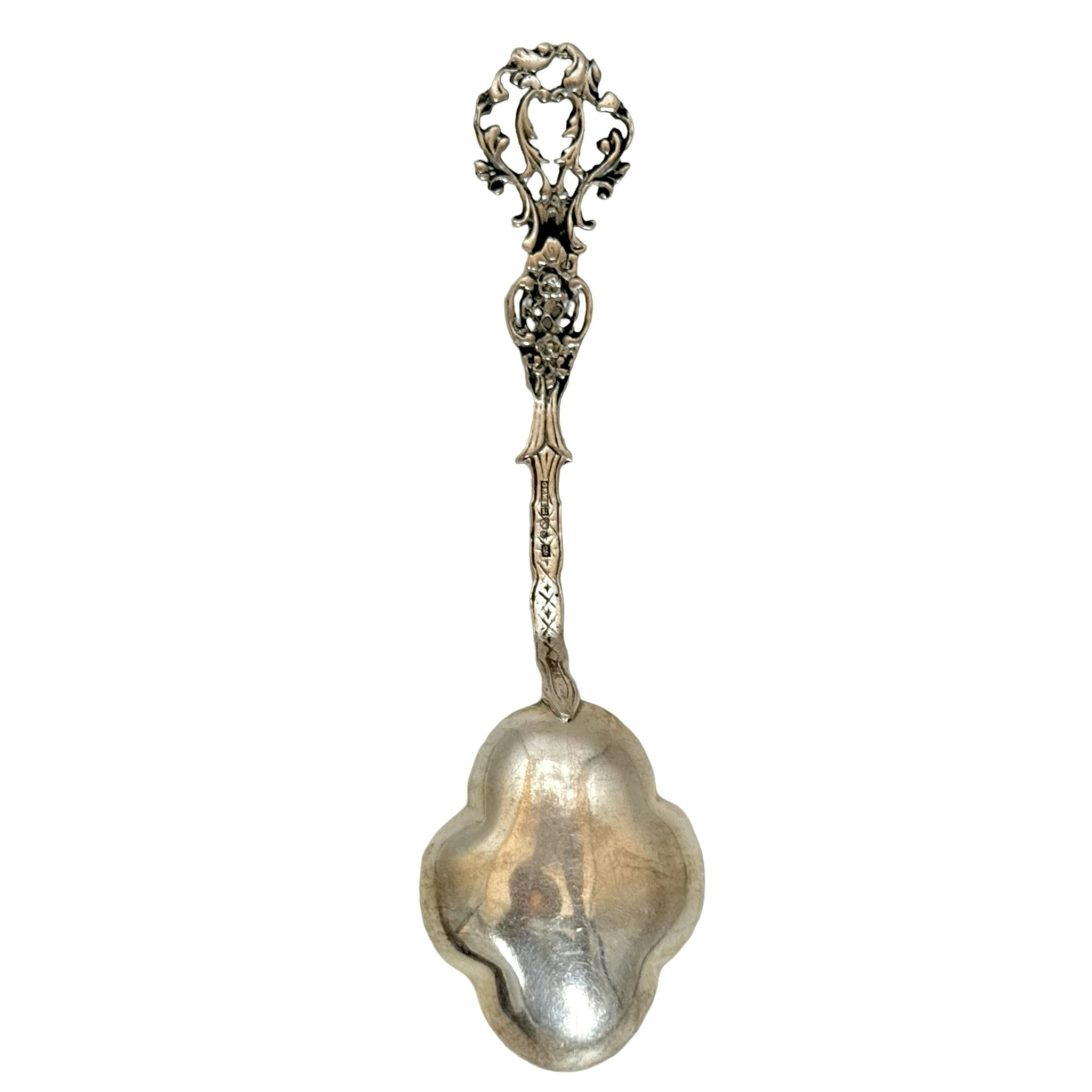 GEWE skedar i silver, dekor rosor, 1957