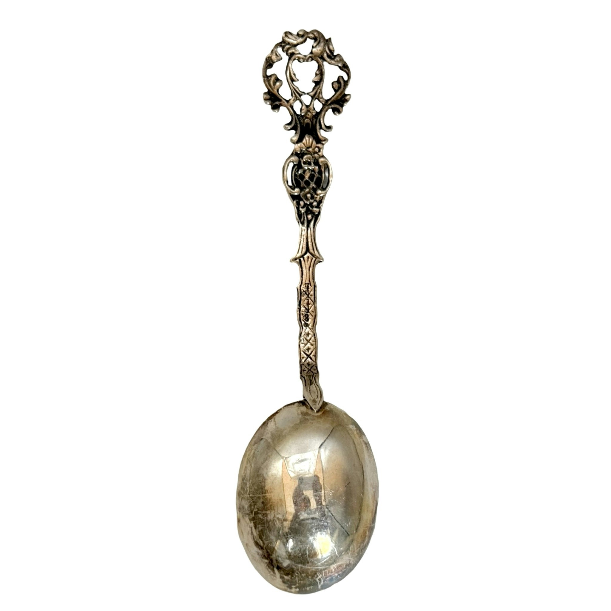 GEWE skedar i silver, dekor rosor, 1957