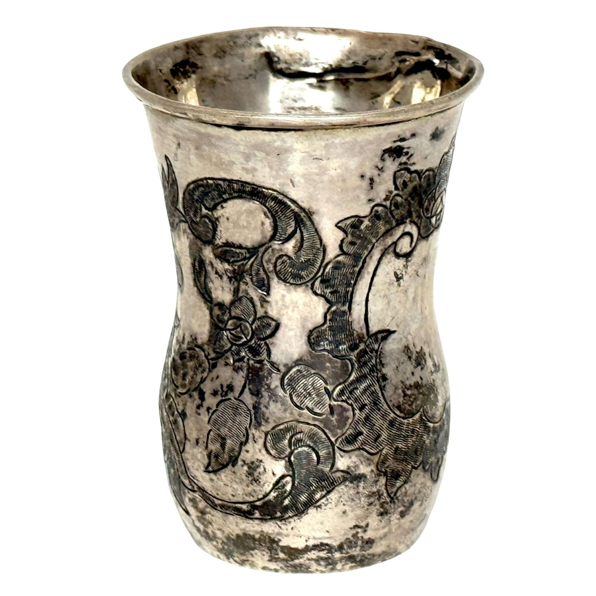 BÄGARE, silver, 1700-talet, dekor med blommor och blad, stämplad