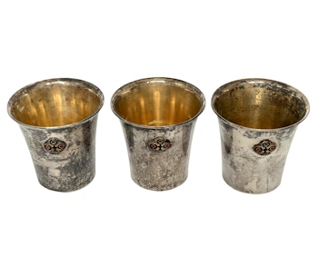 CUPS, 3 kpl, sterlinghopeaa, Axel Carlson Tukholma 1957