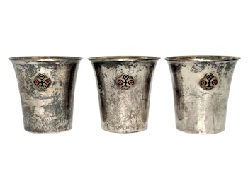 CUPS, 3 kpl, sterlinghopeaa, Axel Carlson Tukholma 1957