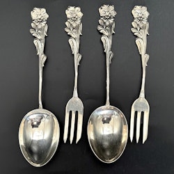 Cuillères et fourchettes GEWE Malmö en argent, décor de roses, 1957