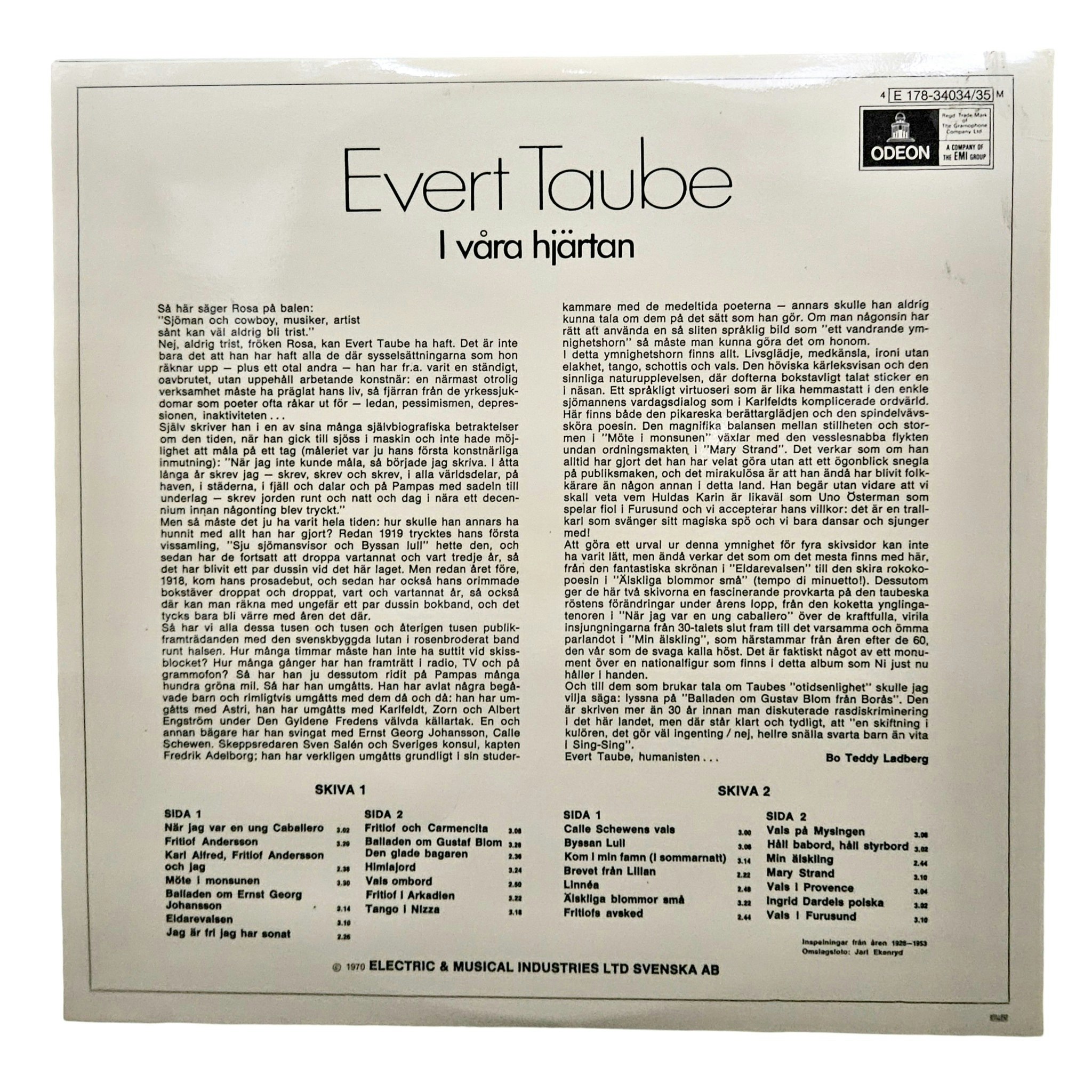 Evert Taube, I Våra Hjärtan, Vinyl LP NY