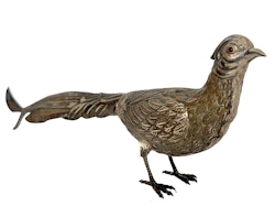 Antique table decoration, Fasan in real silver