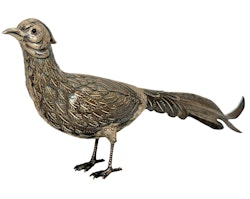 Antique table decoration, Fasan in real silver