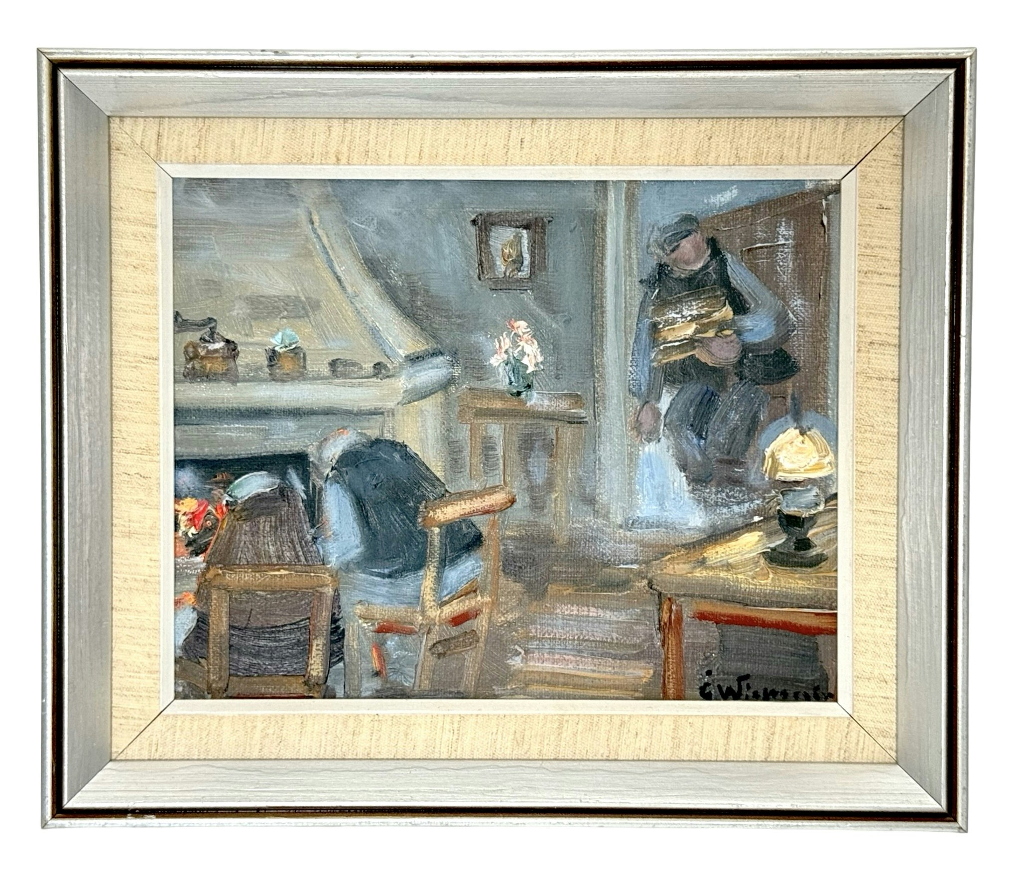 Åke Wickström. "Hiver froid", huile sur toile, signée