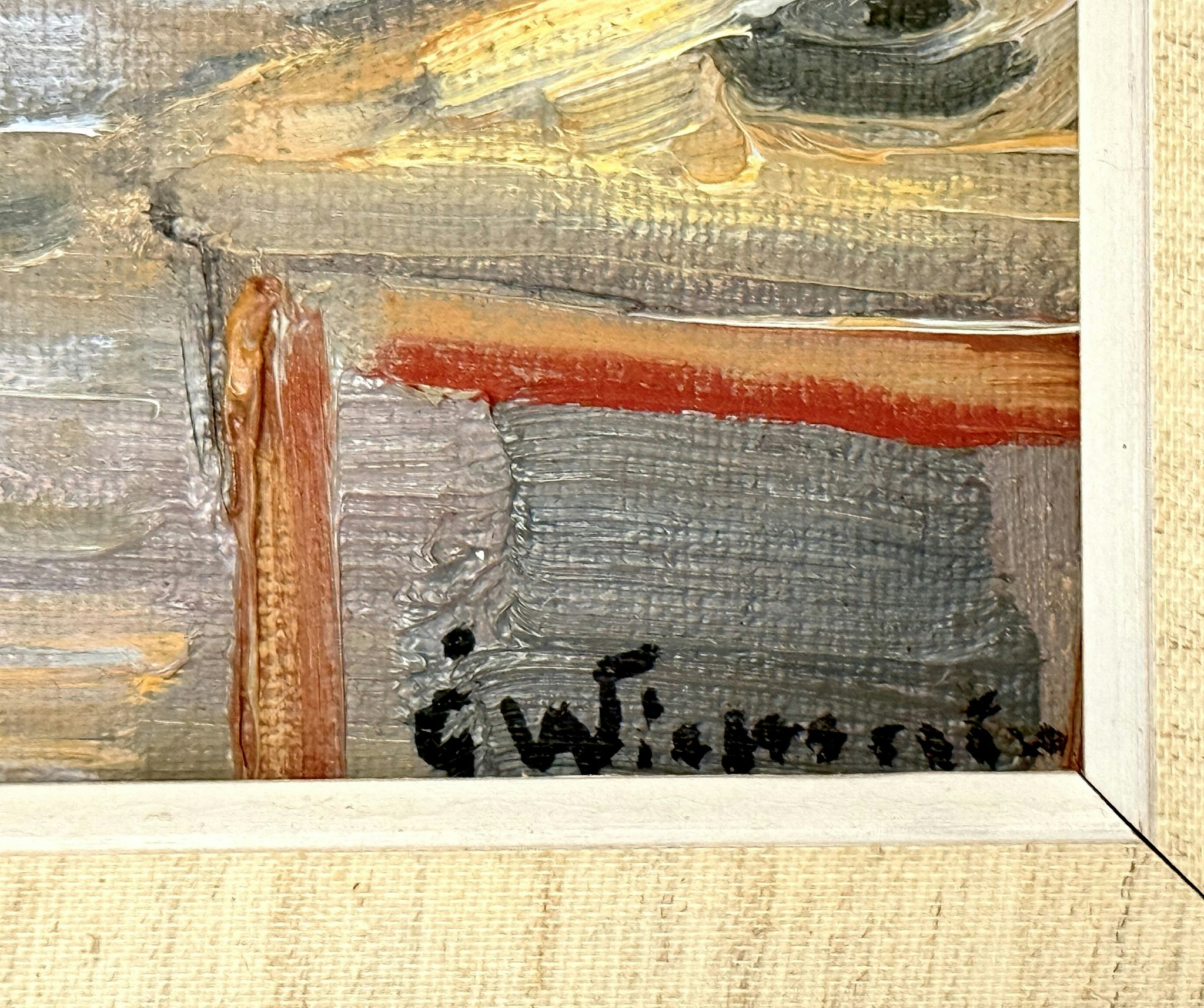 Åke Wickström. "Hiver froid", huile sur toile, signée