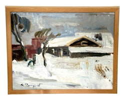 Hans Rosenquist (1913-2012) Oljemålning på pannå, Signerad