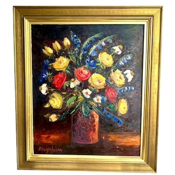 Karin Borgström. Blomsterstilleben, Oljemålning på duk, signerad