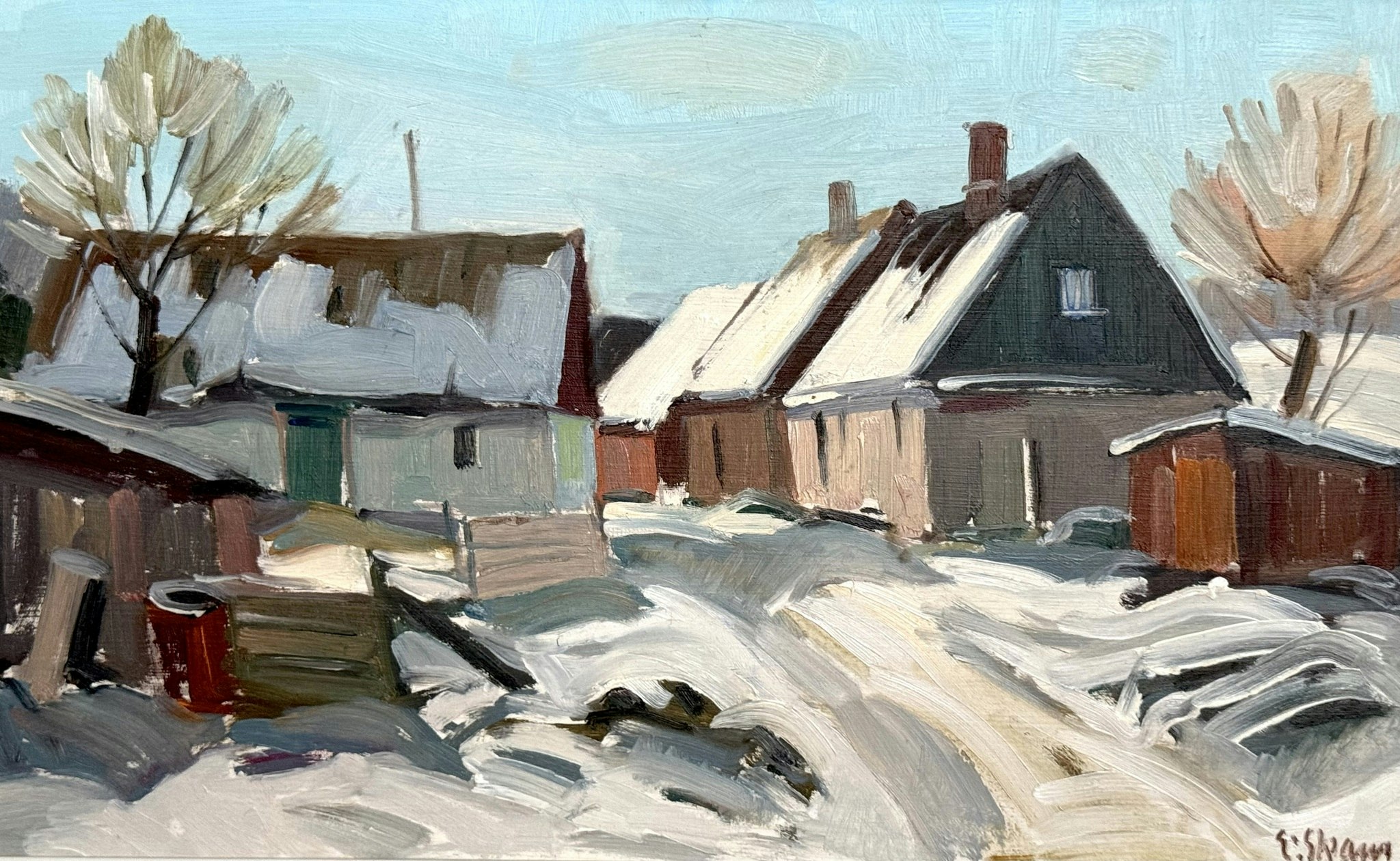 Eskil Skans. Olja på pannå, signerad