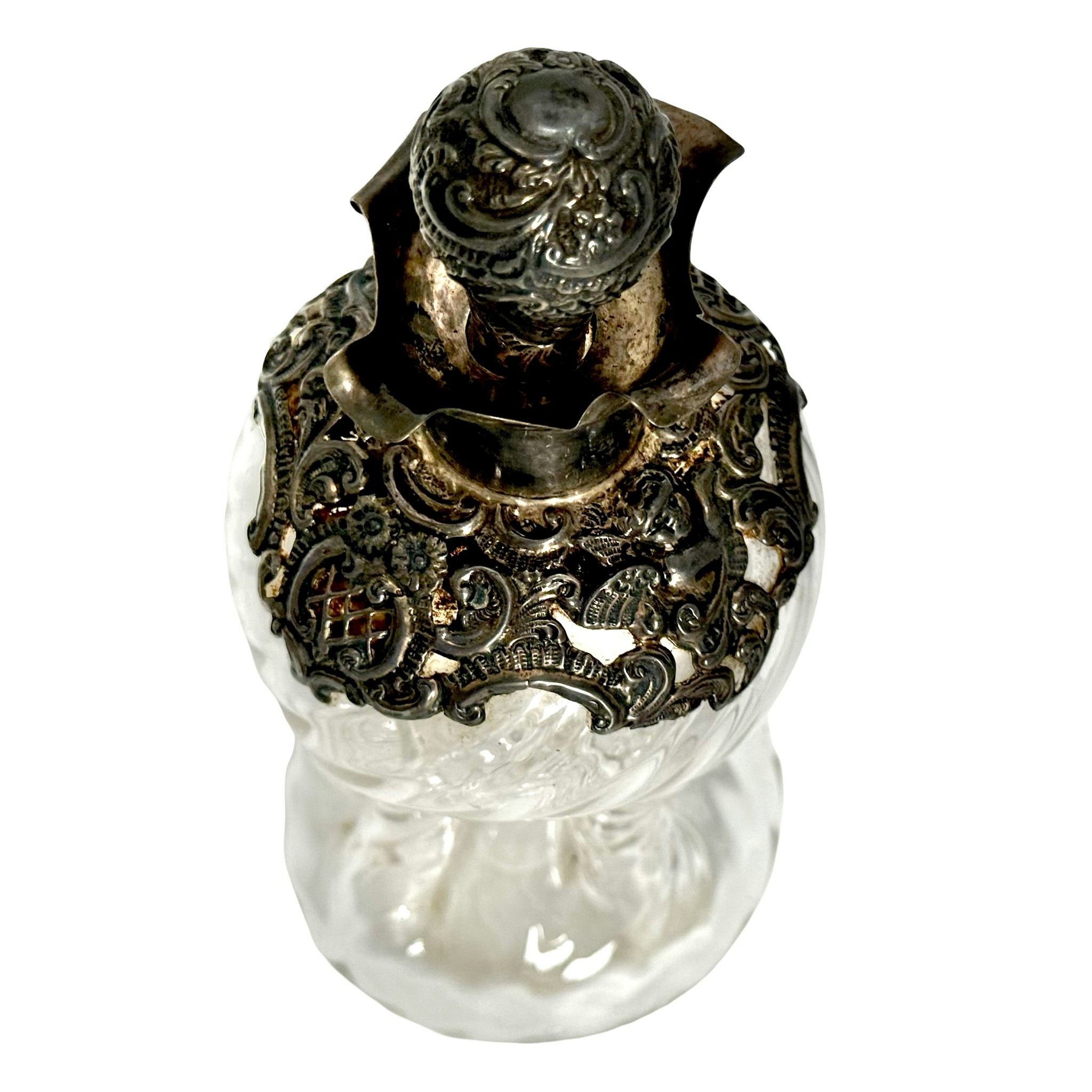 Viktoriansk fyrkantig karaff i glas och silver, Birmingham ca 1890