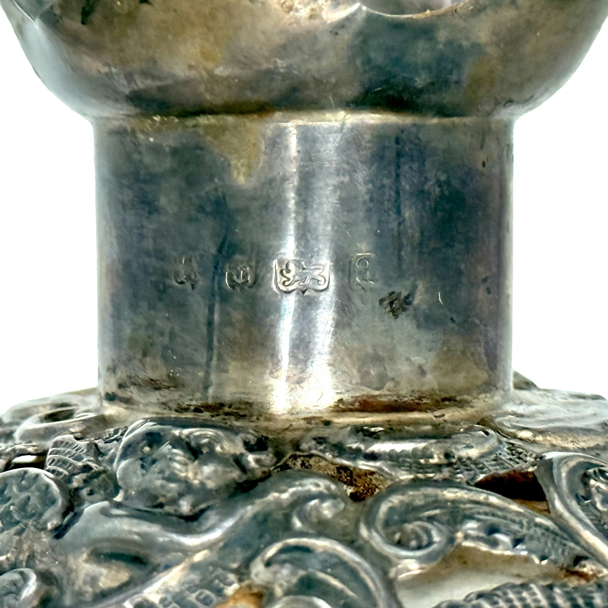 Viktoriansk fyrkantig karaff i glas och silver, Birmingham ca 1890