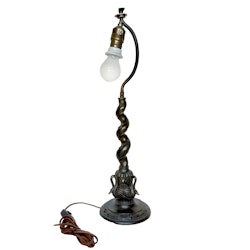 Antik Bordslampa, patinerad metall, jugend