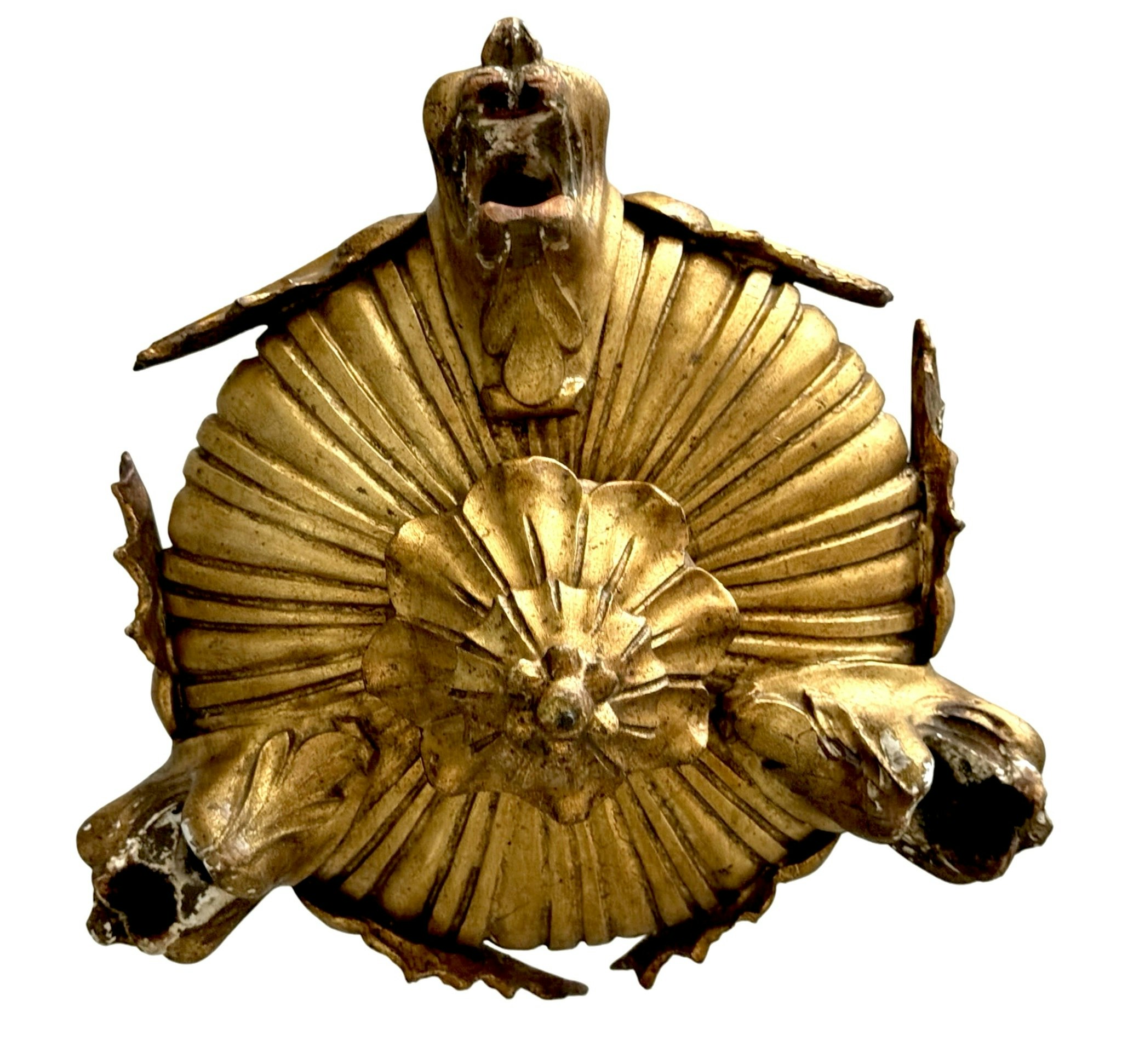 Antik förgyllt trä med prydd detaljer taklampa, för en levande ljus, Rokoko 1700-talet
