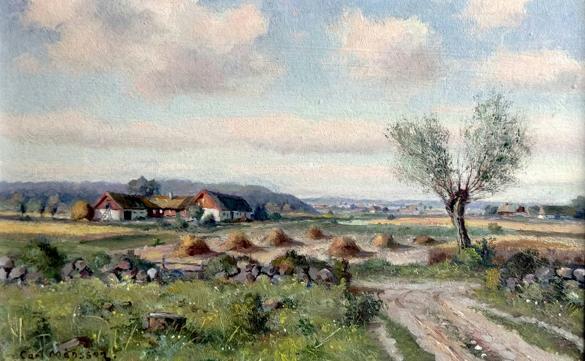 Carl Månsson (1892-1976). Oljemålning på pannå, Signerad
