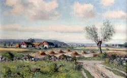 Carl Månsson (1892-1976). Oljemålning på pannå, Signerad