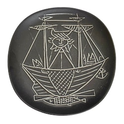 Stig Lindberg (Sverige 1916-1982). Flintporslin, 3 assietter "Piazza", Gustavsberg