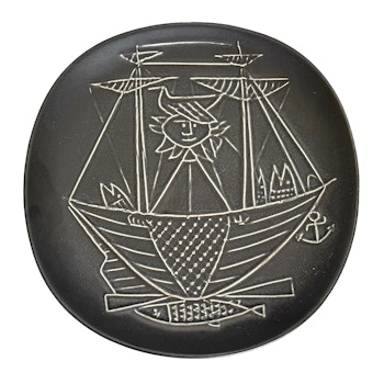 Stig Lindberg (Sverige 1916-1982). Flintporslin, 3 assietter "Piazza", Gustavsberg