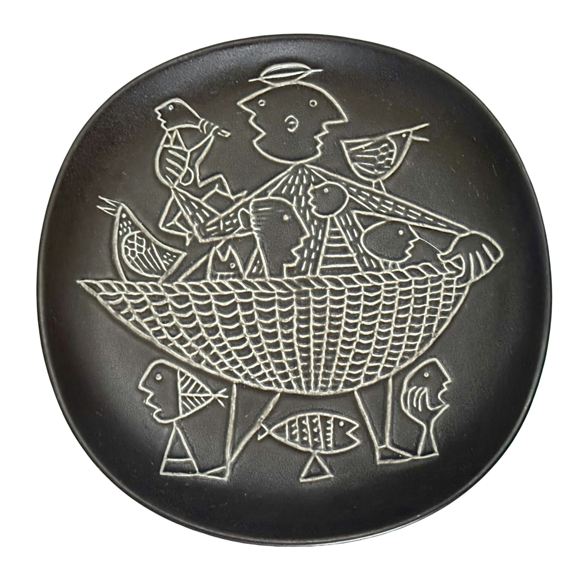 Stig Lindberg (Sverige 1916-1982). Flintporslin, 3 assietter "Piazza", Gustavsberg