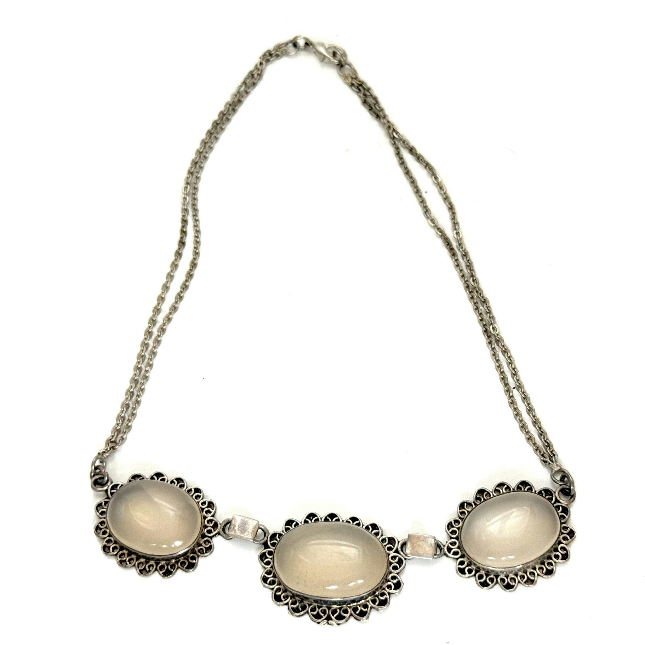 Vintage silver Collier med månstenar