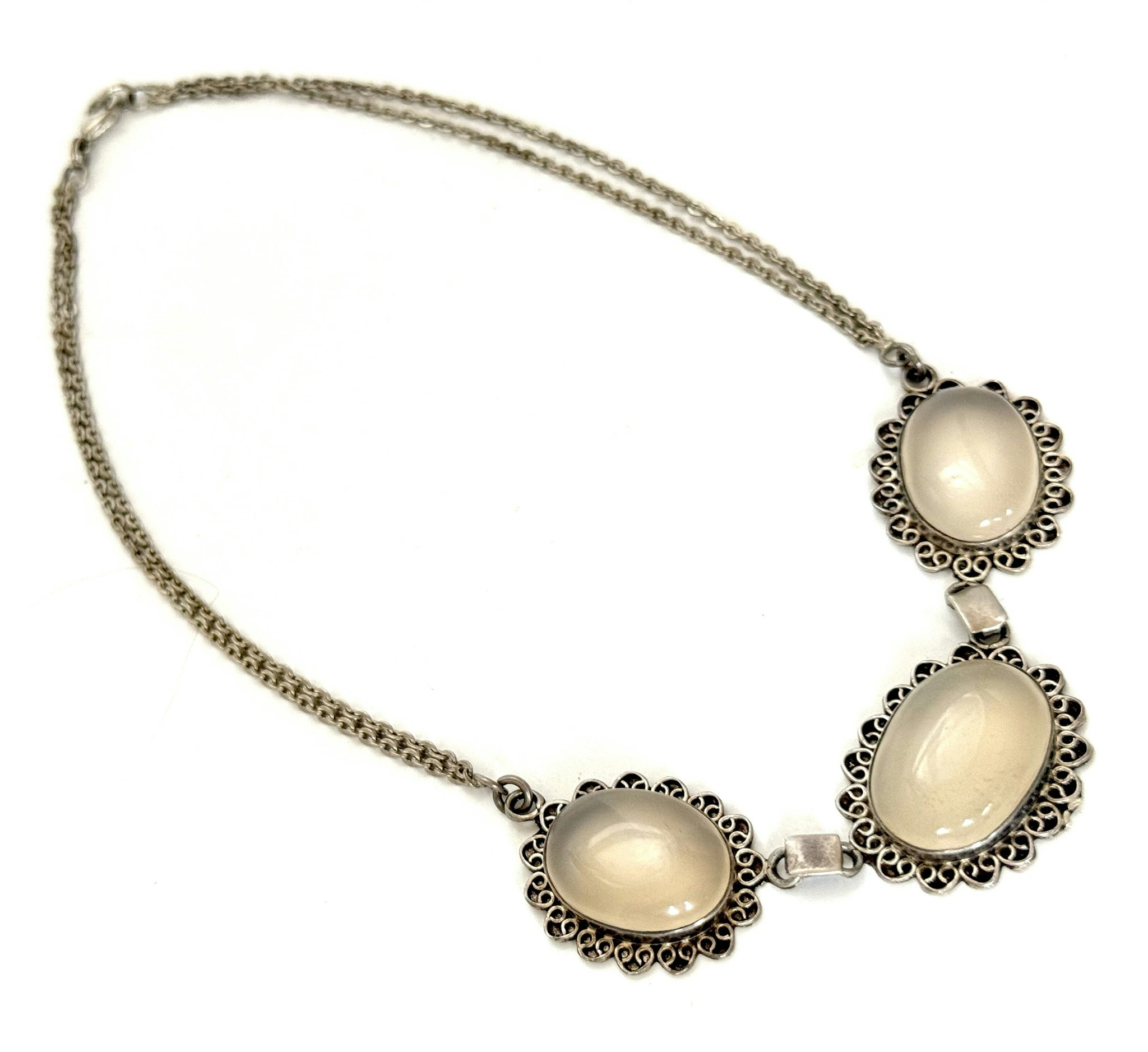 Vintage silver Collier med månstenar
