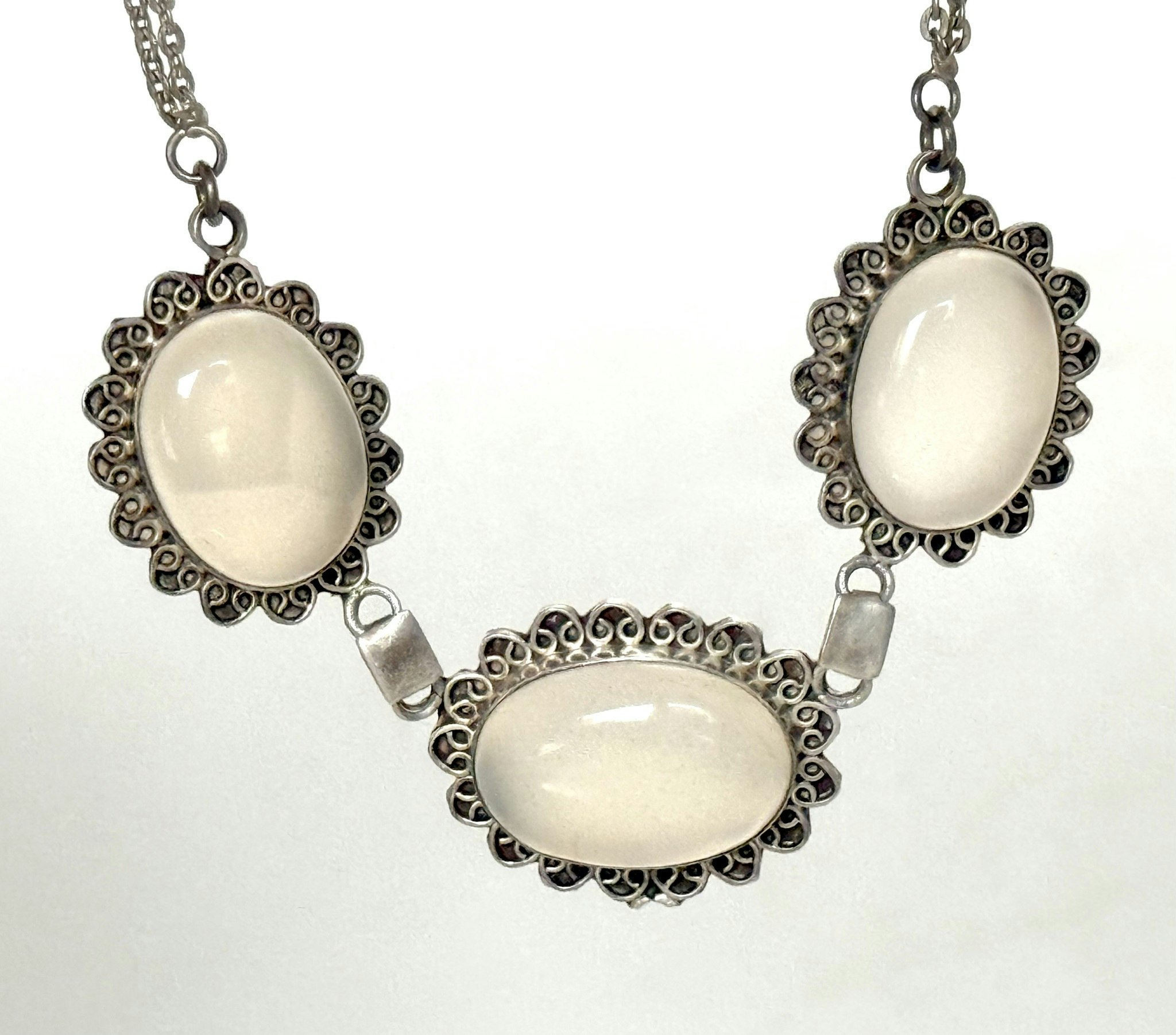 Vintage silver Collier med månstenar