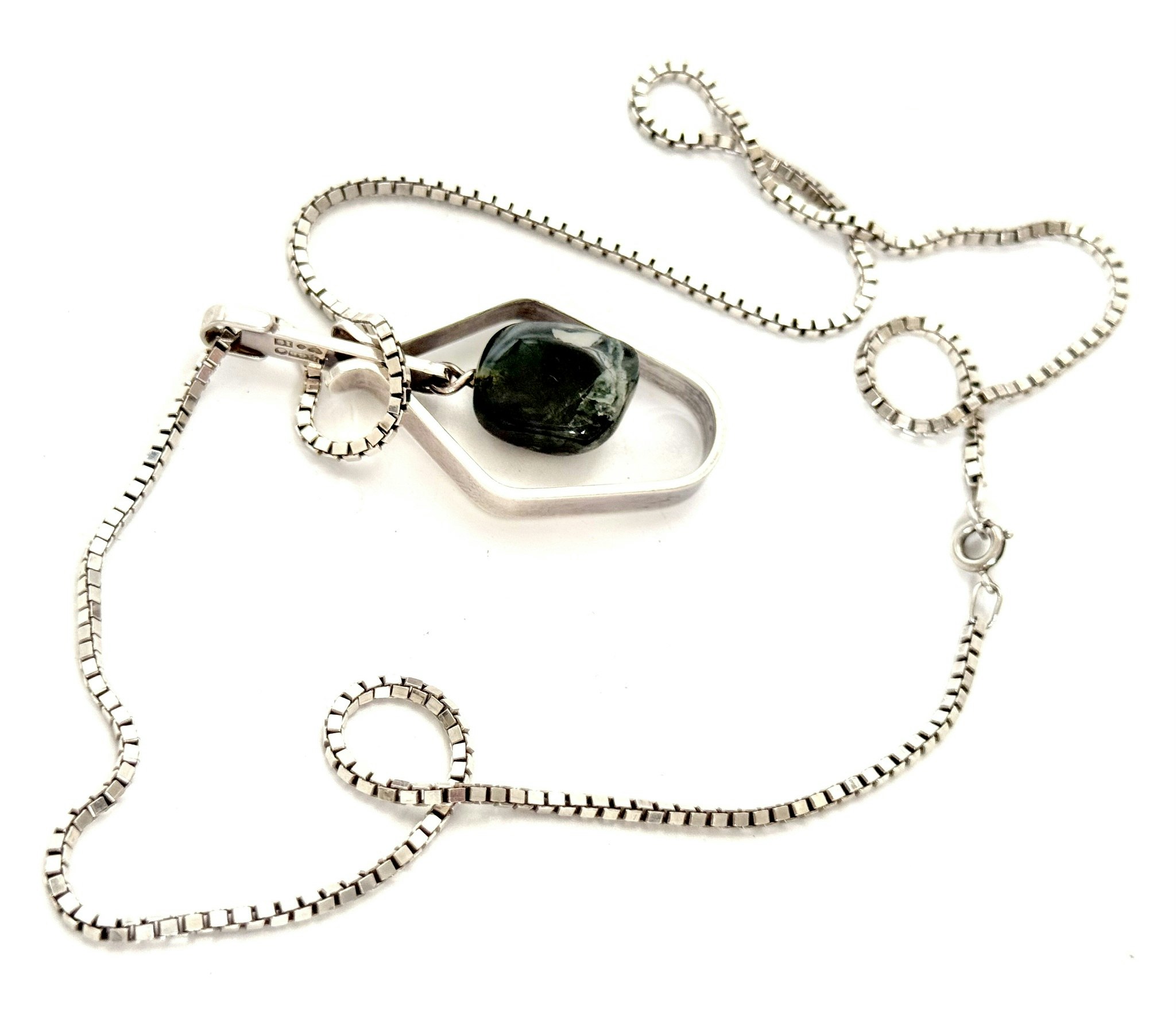 Halsband sterling silver 925, Persö, HGB GVH, 1959, Stockholm, Moss agat