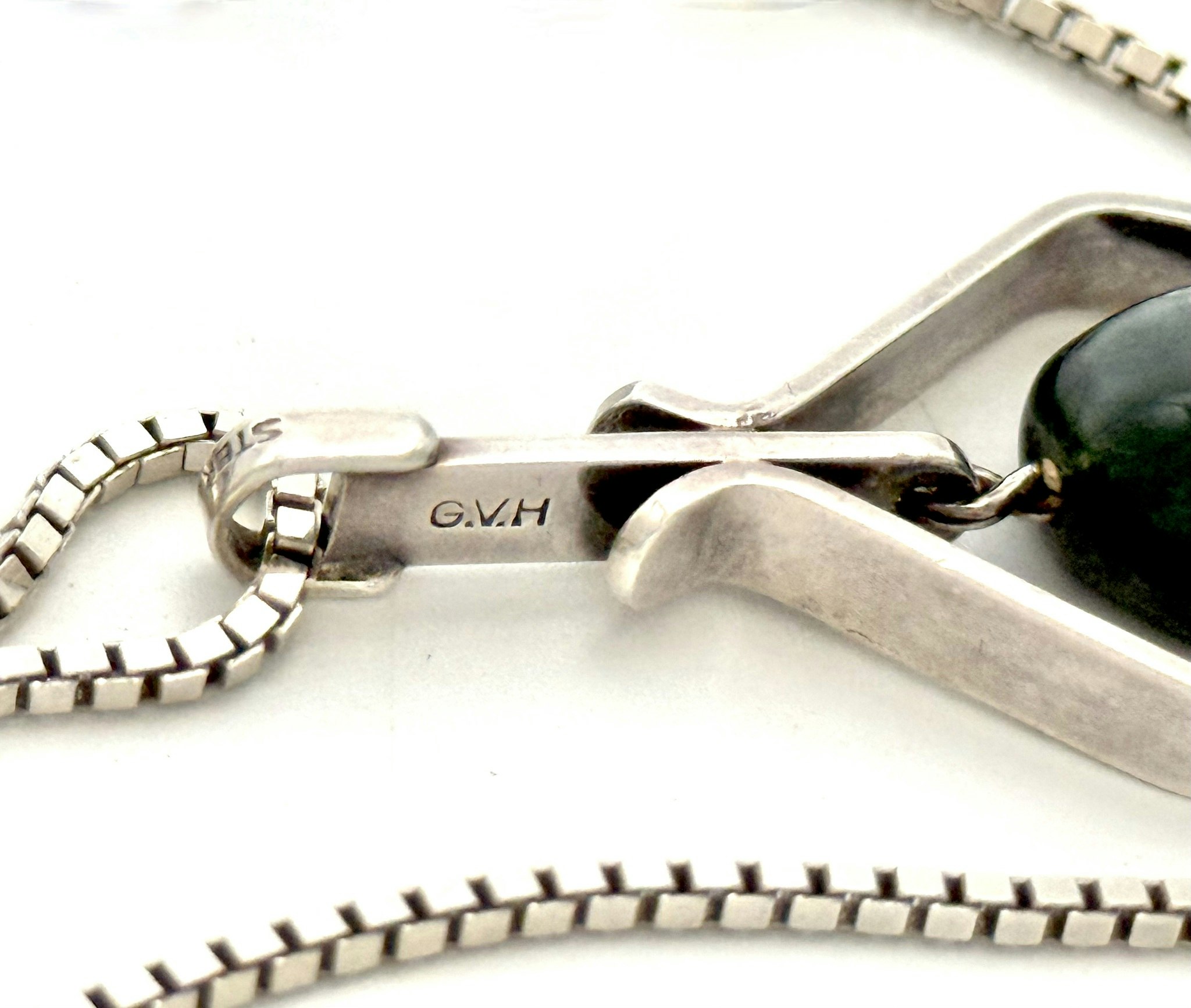 Halsband sterling silver 925, Persö, HGB GVH, 1959, Stockholm, Moss agat