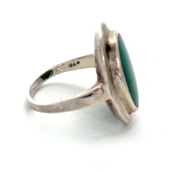 Ring 925 silver grön sten, 60-tal