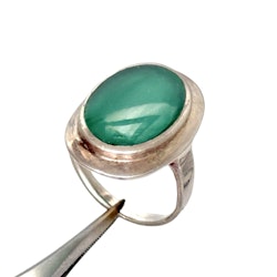Ring 925 silver grön sten, 60-tal