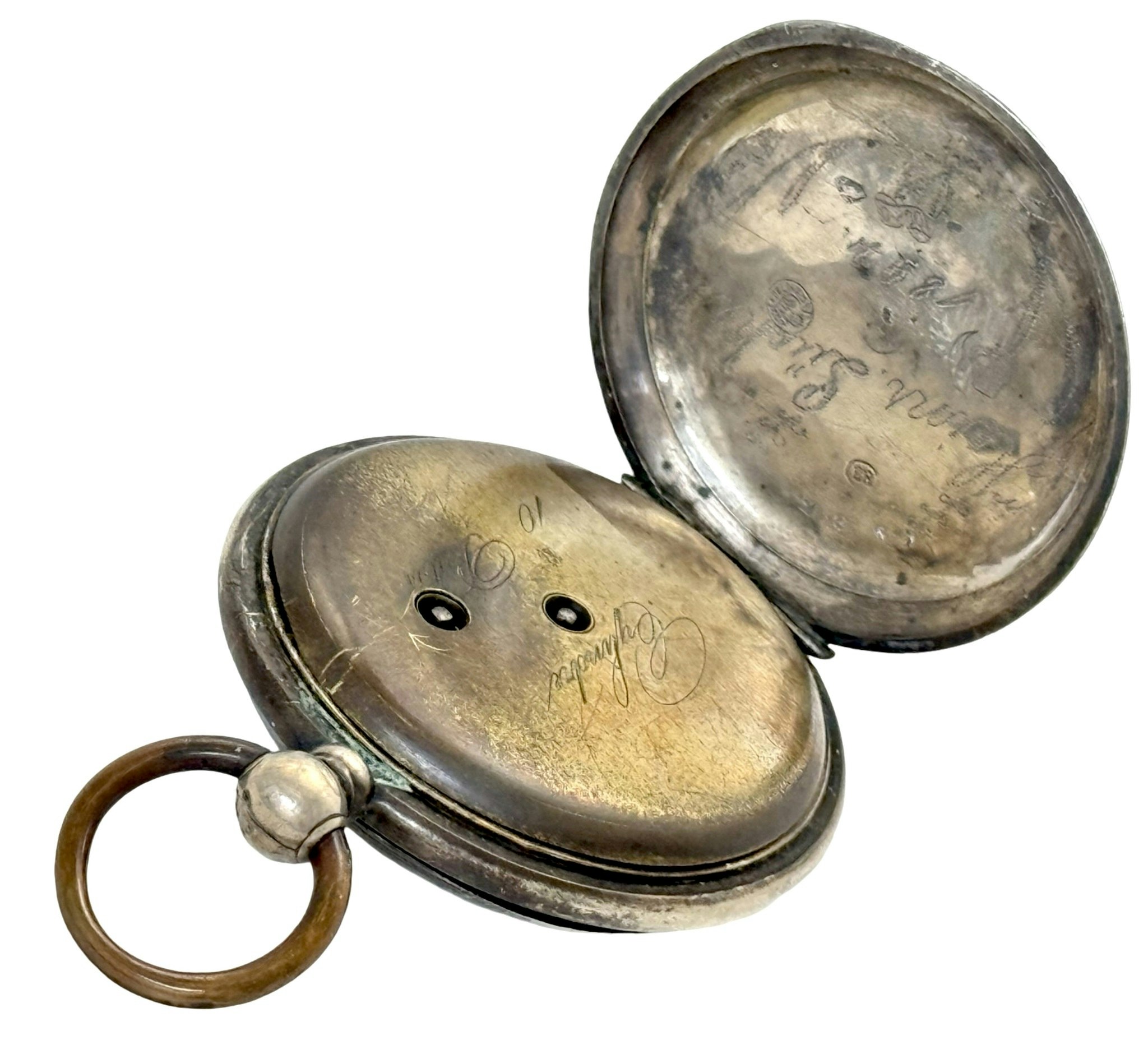 Antik silver fickur, Nyckeldragare 10 Rubis från 1800-talet