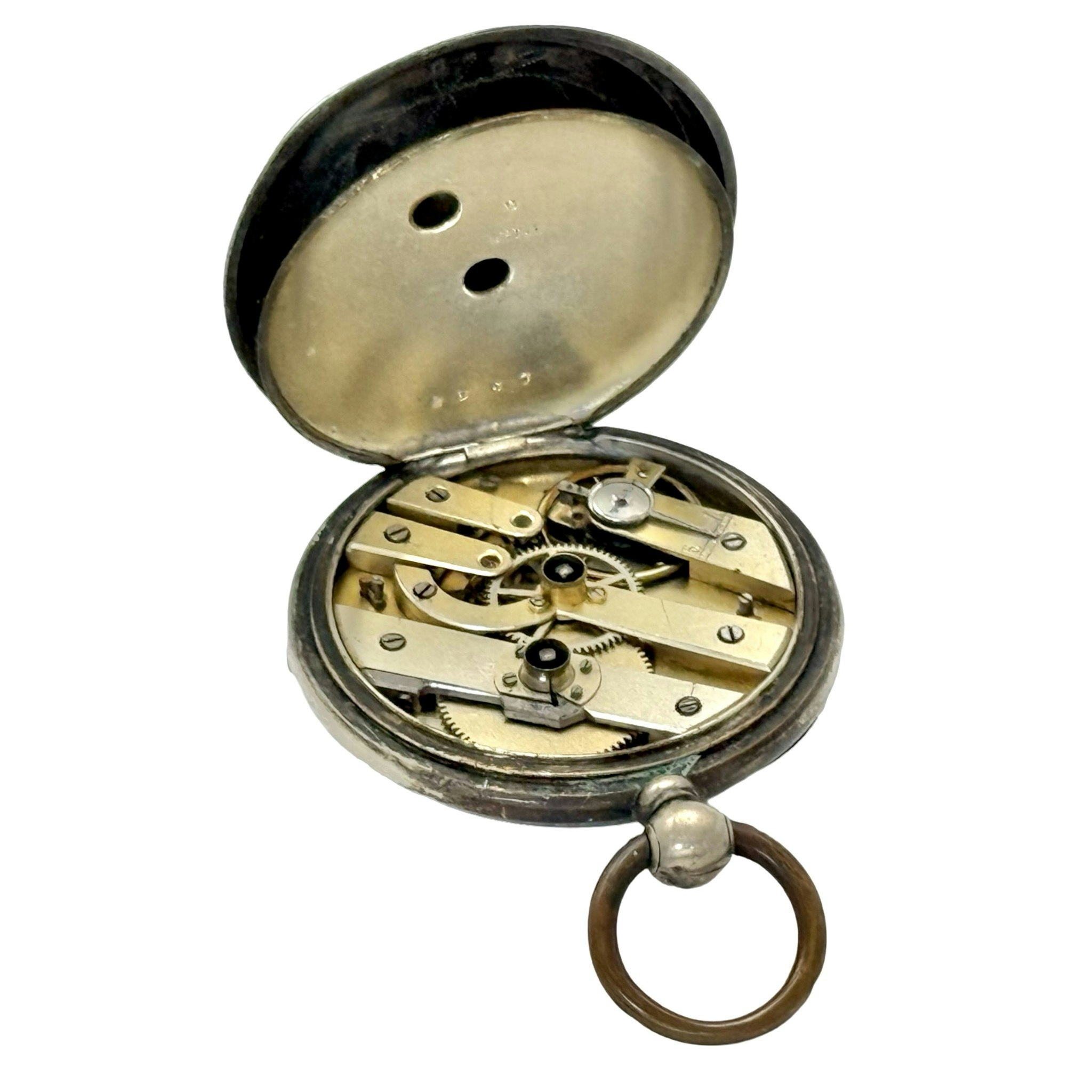 Antik silver fickur, Nyckeldragare 10 Rubis från 1800-talet