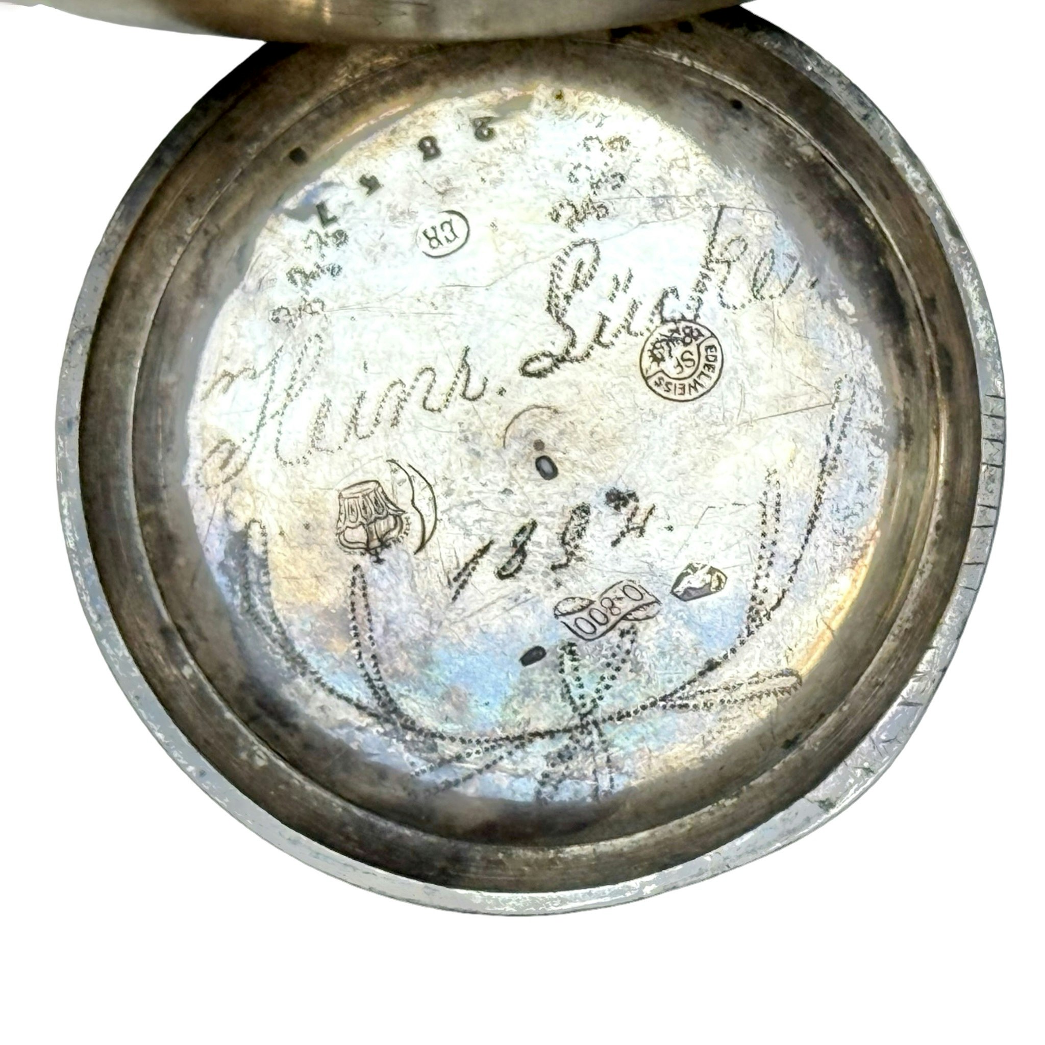 Antik silver fickur, Nyckeldragare 10 Rubis från 1800-talet