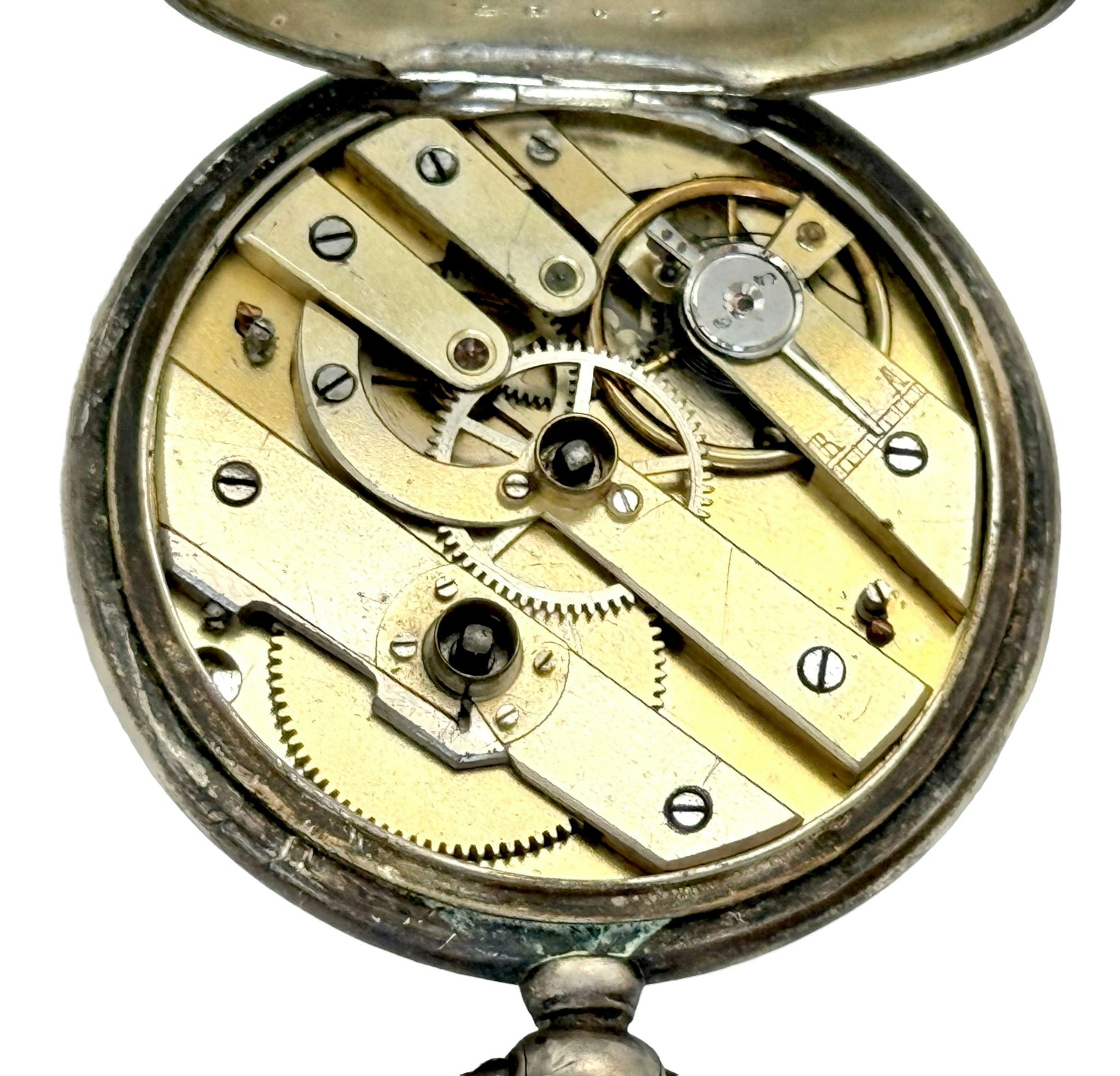 Antik silver fickur, Nyckeldragare 10 Rubis från 1800-talet