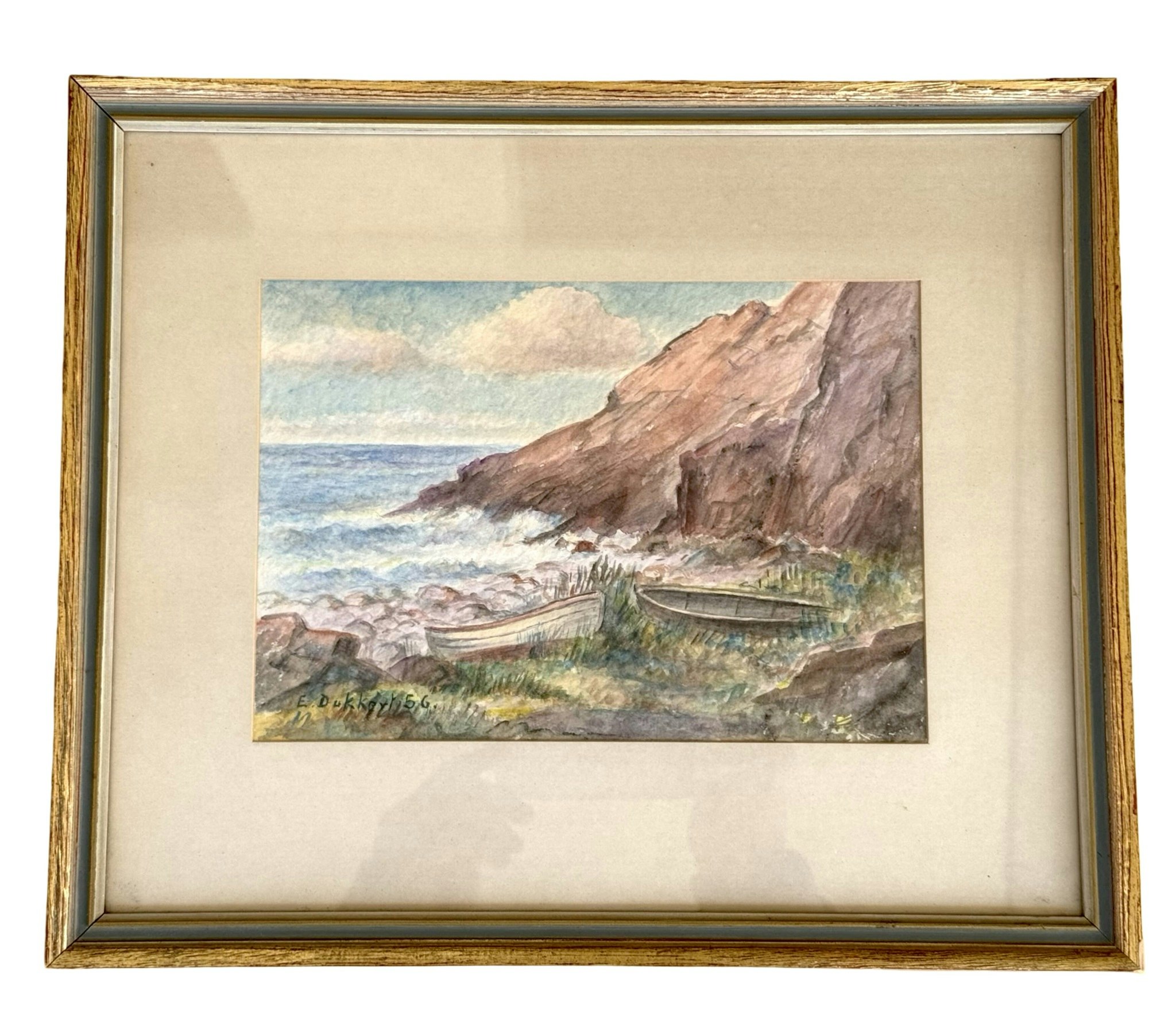 E.Dukkert, Akvarellmålning, Signerad